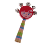 Max Orff Instrument Cute Wood Hand Jingle Bell Rattle Drum Kids Sound Toy Red
