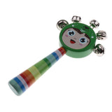 Max Orff Instrument Cute Wood Hand Jingle Bell Rattle Drum Kids Sound Toy Green