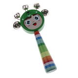 Max Orff Instrument Cute Wood Hand Jingle Bell Rattle Drum Kids Sound Toy Green