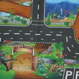 Maxbell 83*57cm Dinosaur Word Traffic Road Play Mat w/ Track for Car Truck Train Toy
