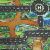 Maxbell 83*57cm Dinosaur Word Traffic Road Play Mat w/ Track for Car Truck Train Toy