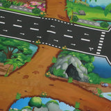 Maxbell 83*57cm Dinosaur Word Traffic Road Play Mat w/ Track for Car Truck Train Toy