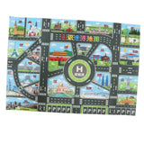 Maxbell 83*58cm World Map Traffic Road Play Mat w/ Track for Car Truck Train Kid Toy