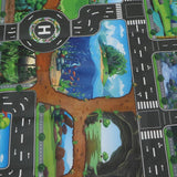 Maxbell 130*100cm Dinosaur World Traffic Road Play Mat w/ Tracks Car Truck Train Toy