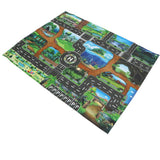 Maxbell 130*100cm Dinosaur World Traffic Road Play Mat w/ Tracks Car Truck Train Toy