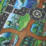 Maxbell 130*100cm Dinosaur World Traffic Road Play Mat w/ Tracks Car Truck Train Toy