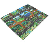 Maxbell 130*100cm Dinosaur World Traffic Road Play Mat w/ Tracks Car Truck Train Toy
