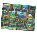 Maxbell 130*100cm Dinosaur World Traffic Road Play Mat w/ Tracks Car Truck Train Toy