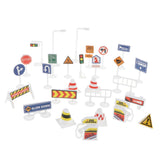 Maxbell 28 Sets of English Road Signs Traffic Signs Playset Pretend Play Toys