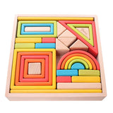 Maxbell 32-piece Kids Wooden Rainbow Stacking Blocks Educational Montessori Toys