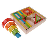 Maxbell 32-piece Kids Wooden Rainbow Stacking Blocks Educational Montessori Toys