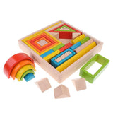 Maxbell 32-piece Kids Wooden Rainbow Stacking Blocks Educational Montessori Toys