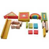 Maxbell 32-piece Kids Wooden Rainbow Stacking Blocks Educational Montessori Toys