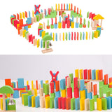Maxbell 150 Pcs Wooden Dominoes Set for Kids Building Blocks Racing