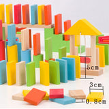 Maxbell 150 Pcs Wooden Dominoes Set for Kids Building Blocks Racing