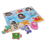 Maxbell Wooden Jigsaw Pegged Puzzle Board Educational Puzzles Toy  Ocean