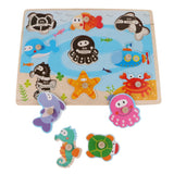 Maxbell Wooden Jigsaw Pegged Puzzle Board Educational Puzzles Toy  Ocean