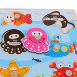 Maxbell Wooden Jigsaw Pegged Puzzle Board Educational Puzzles Toy  Ocean