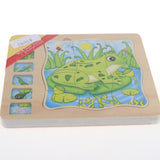Maxbell Wooden Frog Animal Block Puzzle Board Montessori Educational Matching Toy