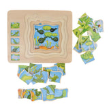 Maxbell Wooden Frog Animal Block Puzzle Board Montessori Educational Matching Toy