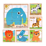 Maxbell Wooden Cube Puzzle Montessori Educational Matching Toy Blue elephant