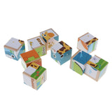 Maxbell Wooden Cube Puzzle Montessori Educational Matching Toy Blue elephant