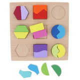 Maxbell Montessori Wooden Geometry Puzzle Kids Early Educational Toy Set Bisection
