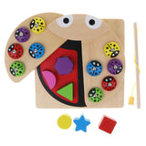 Maxbell Wooden Magnet Ladybug Fishing Geometry Blocks Kids Color Shape Cognition Toy