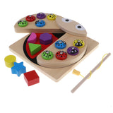 Maxbell Wooden Magnet Ladybug Fishing Geometry Blocks Kids Color Shape Cognition Toy