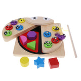 Maxbell Wooden Magnet Ladybug Fishing Geometry Blocks Kids Color Shape Cognition Toy