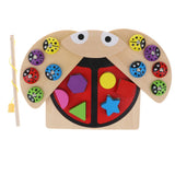 Maxbell Wooden Magnet Ladybug Fishing Geometry Blocks Kids Color Shape Cognition Toy