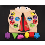 Maxbell Wooden Magnet Ladybug Fishing Geometry Blocks Kids Color Shape Cognition Toy