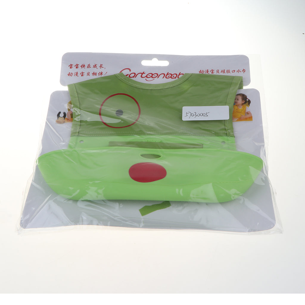 Maxbell Waterproof Silicone Bib Soft Baby Bibs Easily Wipes Clean Green Dog