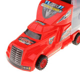 Maxbell Diecast Alloy Container Truck with 12 Car Vehcile Playset Toy Racing Car Red