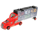 Maxbell Diecast Alloy Container Truck with 12 Car Vehcile Playset Toy Racing Car Red