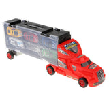 Maxbell Diecast Alloy Container Truck with 12 Car Vehcile Playset Toy Racing Car Red