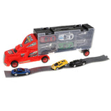 Maxbell Diecast Alloy Container Truck with 12 Car Vehcile Playset Toy Racing Car Red