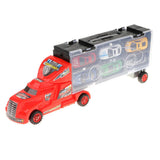 Maxbell Diecast Alloy Container Truck with 12 Car Vehcile Playset Toy Racing Car Red
