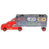 Maxbell Diecast Alloy Container Truck with 12 Car Vehcile Playset Toy Racing Car Red