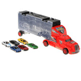 Maxbell Diecast Alloy Container Truck with 12 Car Vehcile Playset Toy Racing Car Red