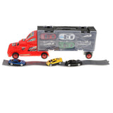 Maxbell Diecast Alloy Container Truck with 12 Car Vehcile Playset Toy Racing Car Red