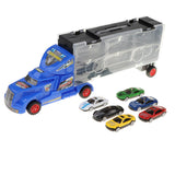 Maxbell Diecast Alloy Container Truck w/ 12 Car Vehcile Playset Toy Racing Car Blue