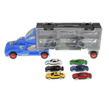 Maxbell Diecast Alloy Container Truck w/ 12 Car Vehcile Playset Toy Racing Car Blue