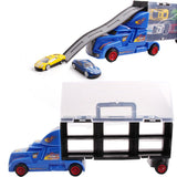 Maxbell Diecast Alloy Container Truck w/ 12 Car Vehcile Playset Toy Racing Car Blue