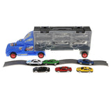 Maxbell Diecast Alloy Container Truck w/ 12 Car Vehcile Playset Toy Racing Car Blue