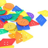 Maxbell Colorful Plastic Geometry Buttons  Threading & Lacing Game Kid Cognition Toy