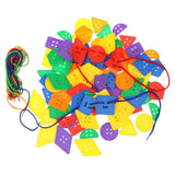 Maxbell Colorful Plastic Geometry Buttons  Threading & Lacing Game Kid Cognition Toy