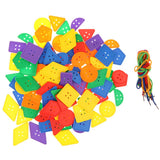 Maxbell Colorful Plastic Geometry Buttons  Threading & Lacing Game Kid Cognition Toy