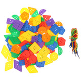 Maxbell Colorful Plastic Geometry Buttons  Threading & Lacing Game Kid Cognition Toy