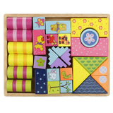 Maxbell Wooden Building Blocks Set Stacking Game Cube Kids Educational Toy Animal